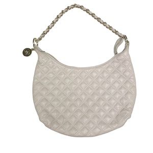 The Sak Cream Quilted Chain Leather Hobo Purse